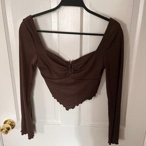 Notch Neck Lettuce Him Crop Top